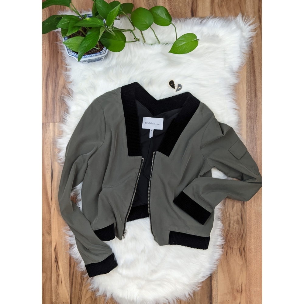 BCBGeneration Suedette Cropped Bomber Jacket